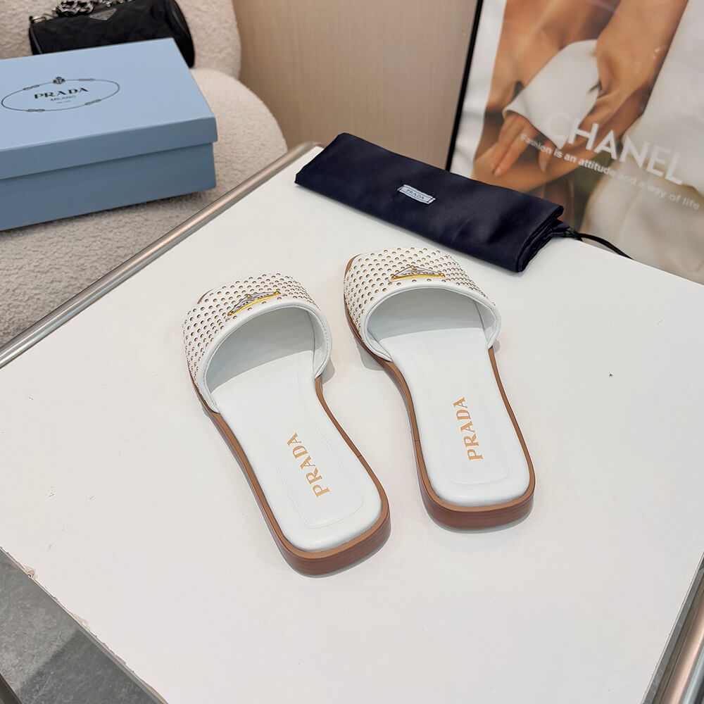 Prada Nappa leather slides with studs