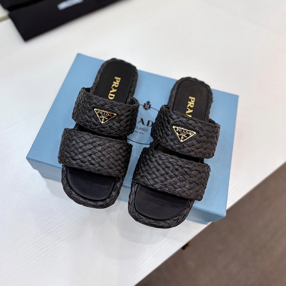 Prada Raffia slides
