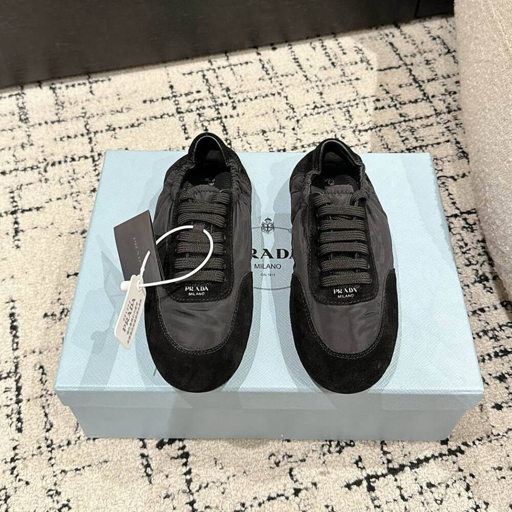 PRADA Collapse Re-Nylon and suede sneakers