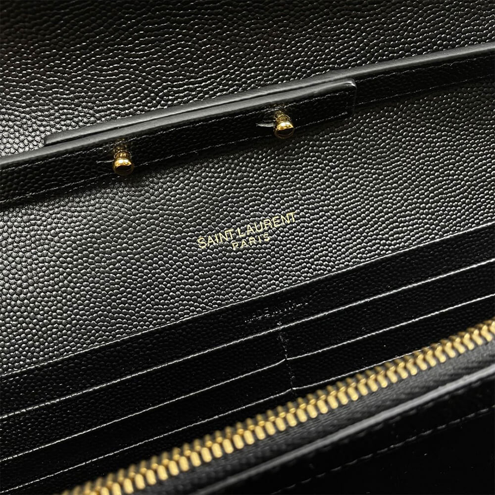 YSL classic cassandre chain wallet in grain de poudre leather