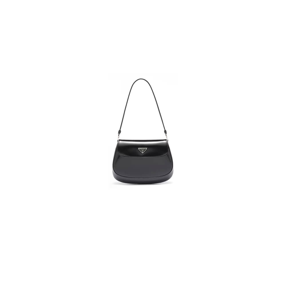 Small Prada Cleo brushed leather shoulder bag with flap