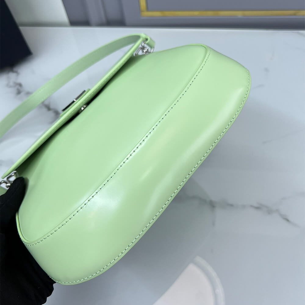 Small Prada Cleo brushed leather shoulder bag with flap