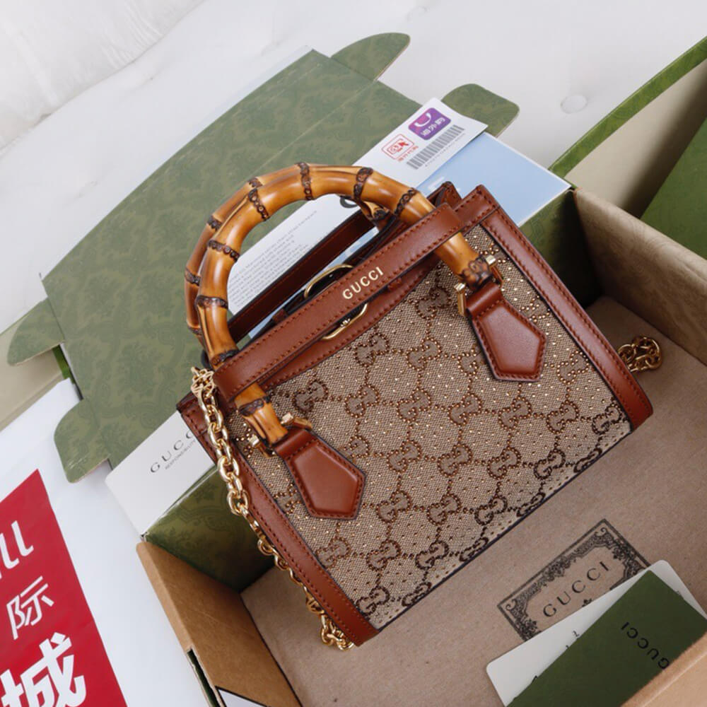 Gucci Diana crystal mini tote bag(high-end grade)
