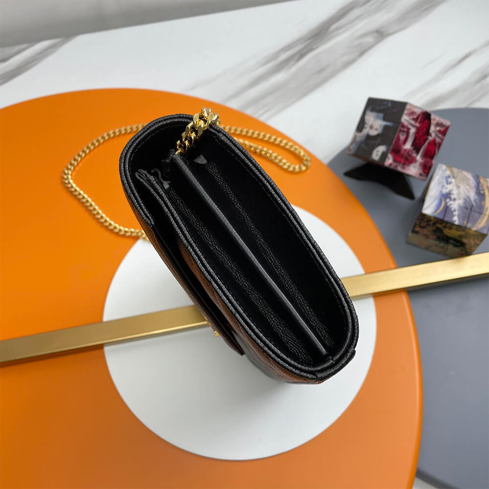 YSL classic cassandre chain wallet in grain de poudre leather