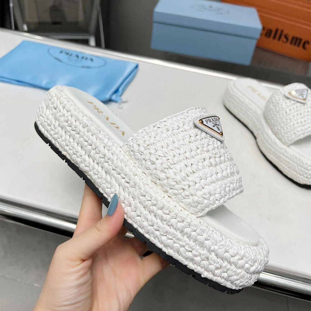 PRADA Crochet flatform slides