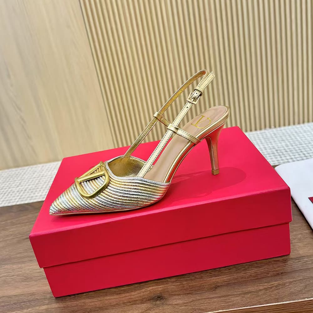 VALENTINO VLOGO SIGNATURE metallic slingback high heels (heel height 8 cm)