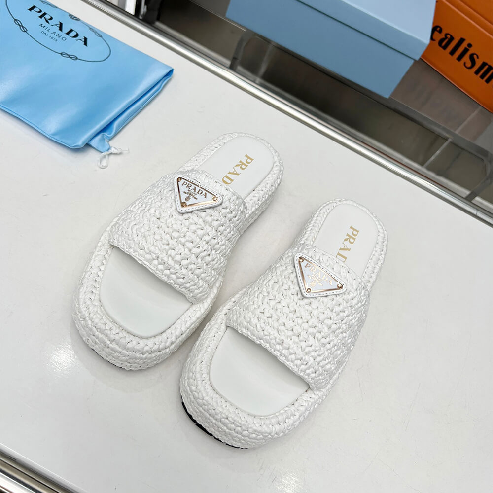 PRADA Crochet flatform slides