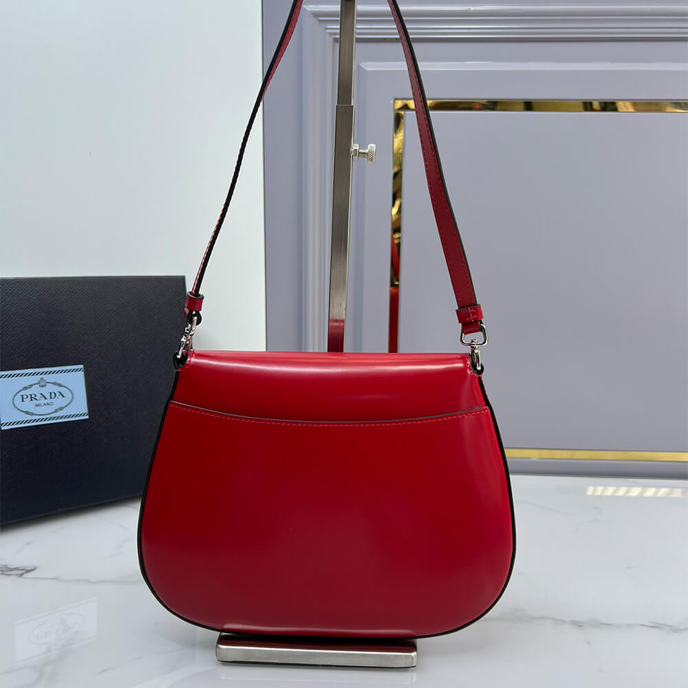 Small Prada Cleo brushed leather shoulder bag with flap