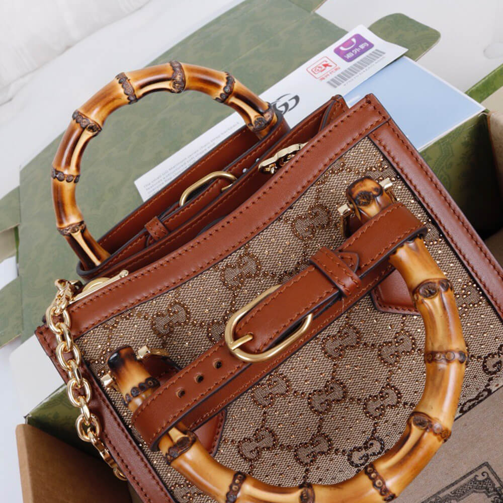 Gucci Diana crystal mini tote bag(high-end grade)