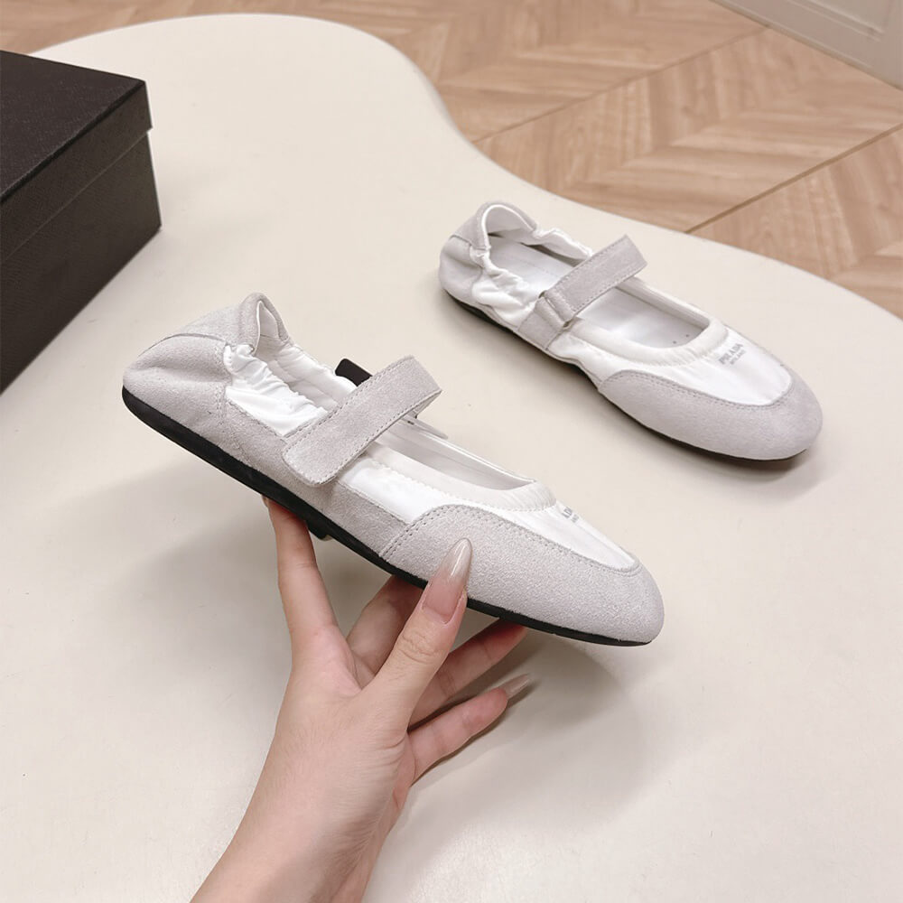 PRADA Re-Nylon and suede ballet flats