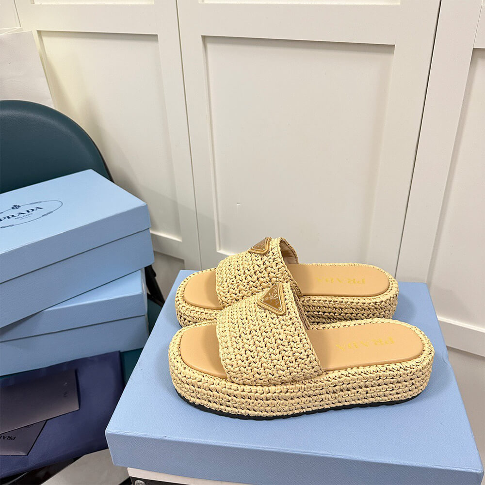 PRADA Crochet flatform slides